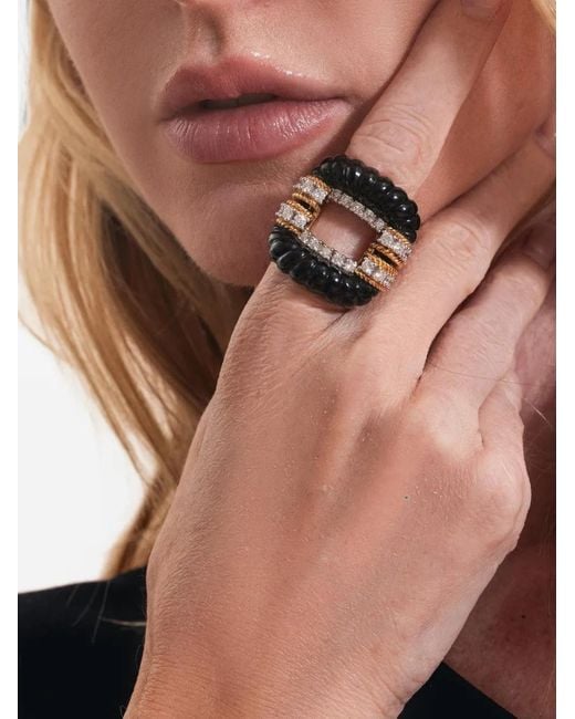 Andreoli Black Diamond And Onyx Ring