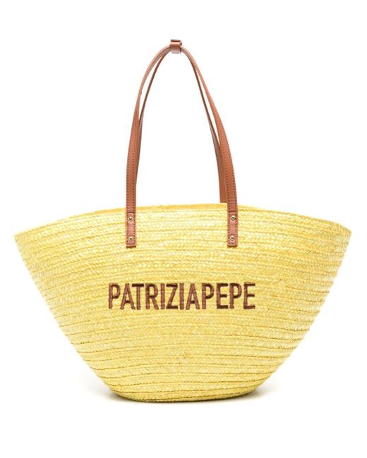 Bolso de hombro con logo bordado Patrizia Pepe de color Metallic