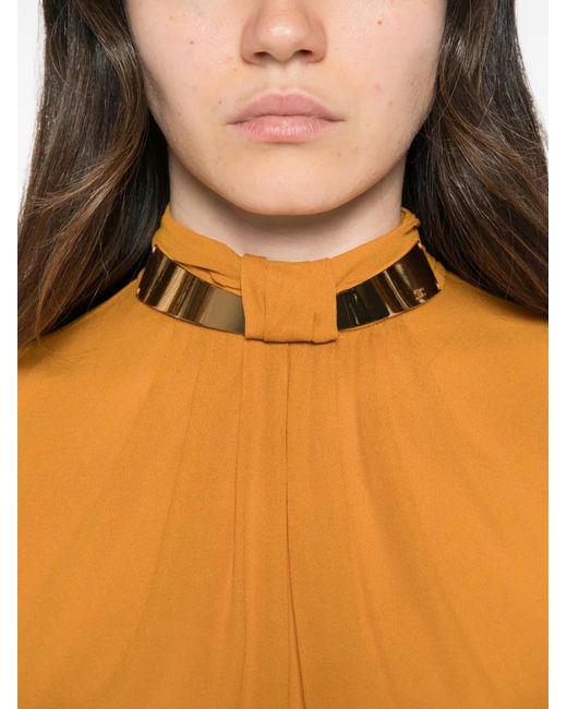 Elisabetta Franchi Orange Tone Plaque Blouse