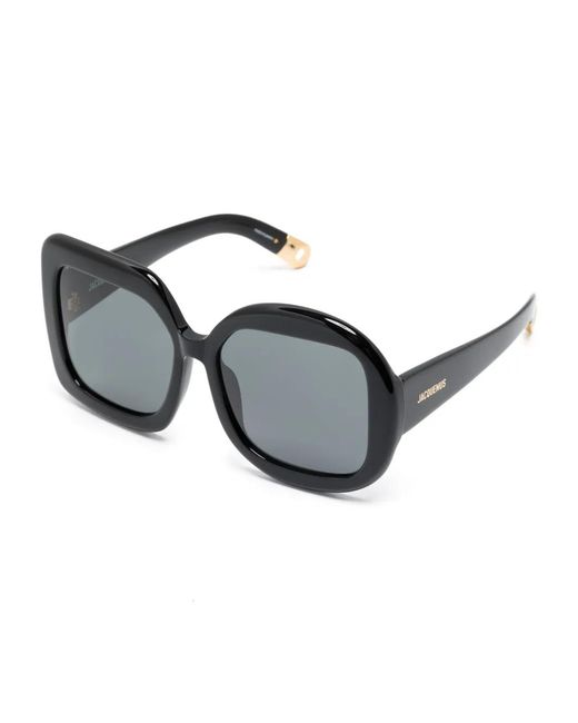 Jacquemus Black Oversized Asymmetric Sunglasses