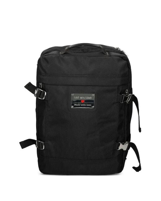 Sac À Dos À Plaque Logo Love Moschino en coloris Black