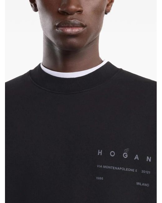 Hogan Blue Round-Neck Print Sweatshirt for men