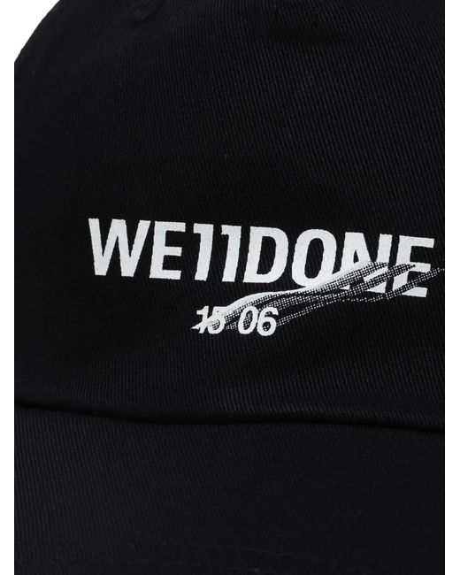 we11done Blue Logo-Print Cotton Cap