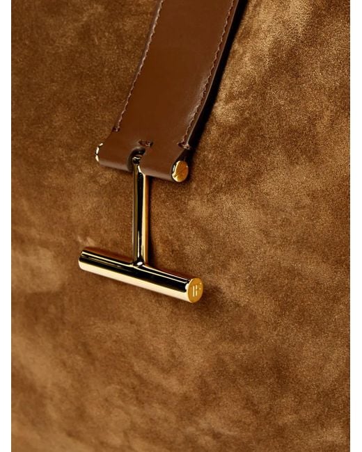 Tom Ford Brown Small Tara Suede Shoulder Bag
