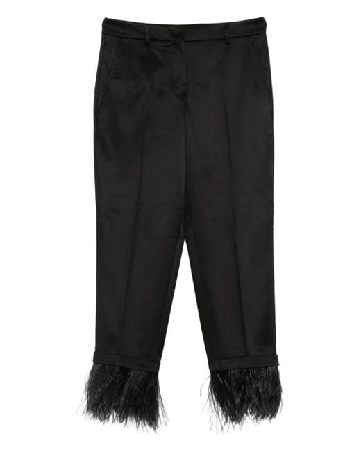 Incotex Black Feather-Trim Trousers