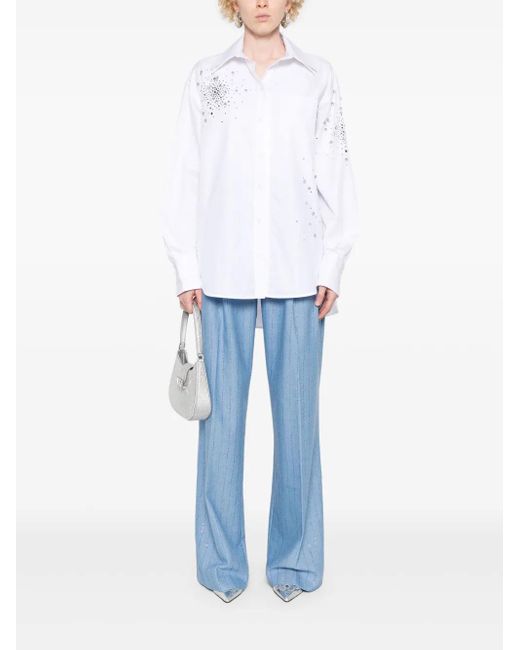 Des Phemmes White Crystal-Embellished Shirt