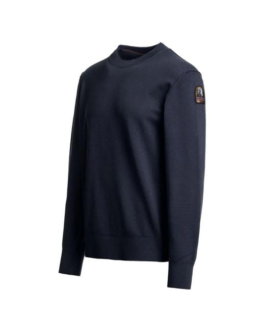 Parajumpers Blue Basic Braw Logo-Patch Knit for men