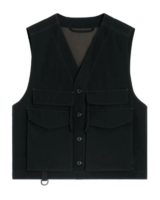Lemaire Utility Button-Fastening Gilet in Black for Men | Lyst
