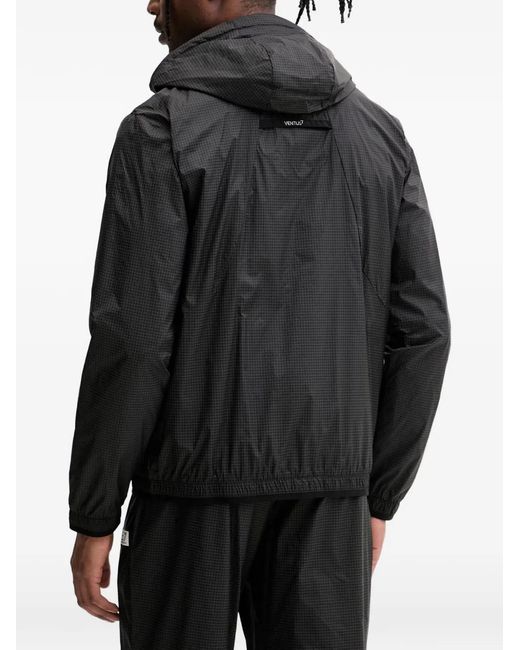 EA7 Black Ventus7 Grid-Pattern Track Pants for men