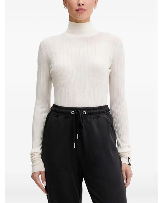 Colmar White Turtleneck Ribbed Sweater