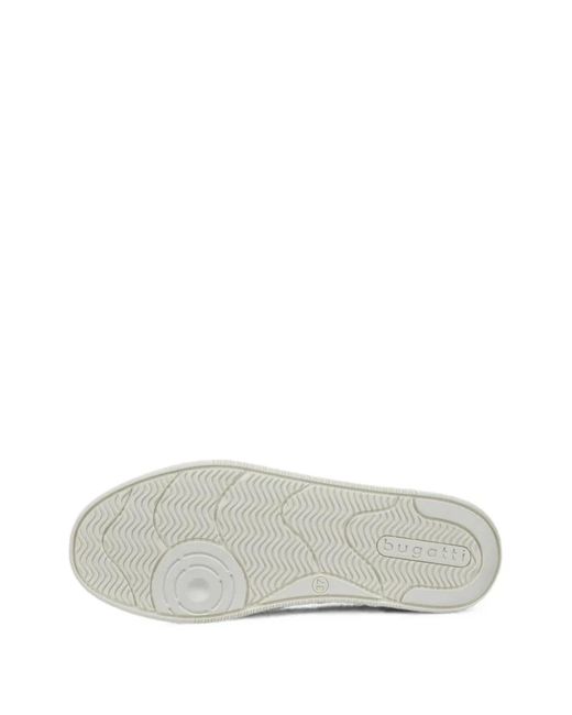 Bugatti White Monogram-Embossed Metallic-Effect Sneakers