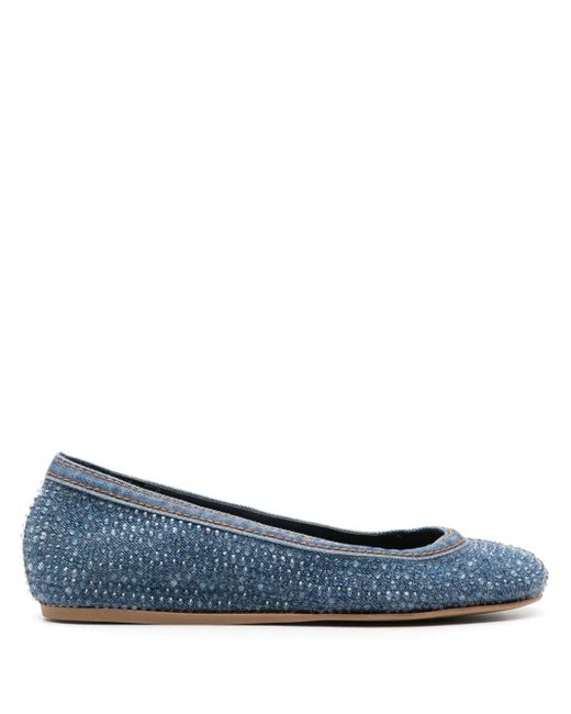 Le Silla Blue Duchess Denim Ballerina Shoes