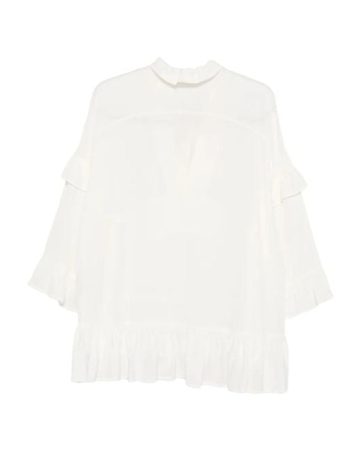 P.A.R.O.S.H. White Ruffled Silk Blouse