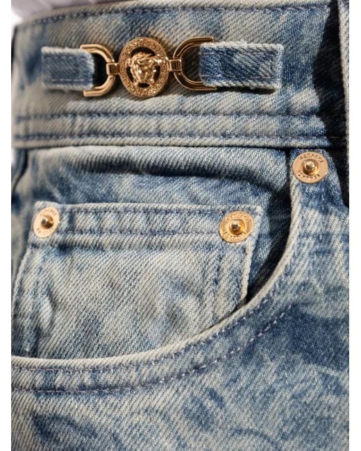 Versace Blue Baroque-Patterned Jeans
