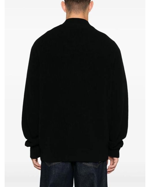 Roberto Collina Black Ribbed Cardigan for men