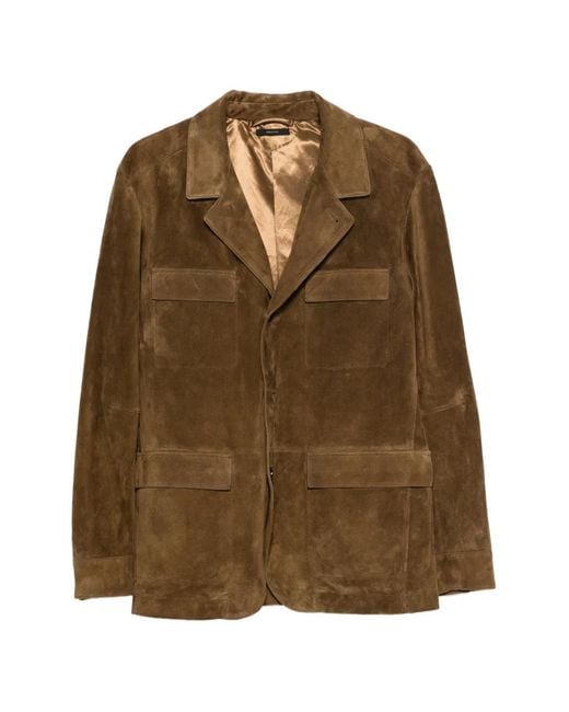 Tom Ford Brown Suede Military Jacket for men