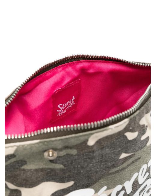 Secret Pon-pon Black City Camouflage-Print Mesh-Overlay Clutch Bag