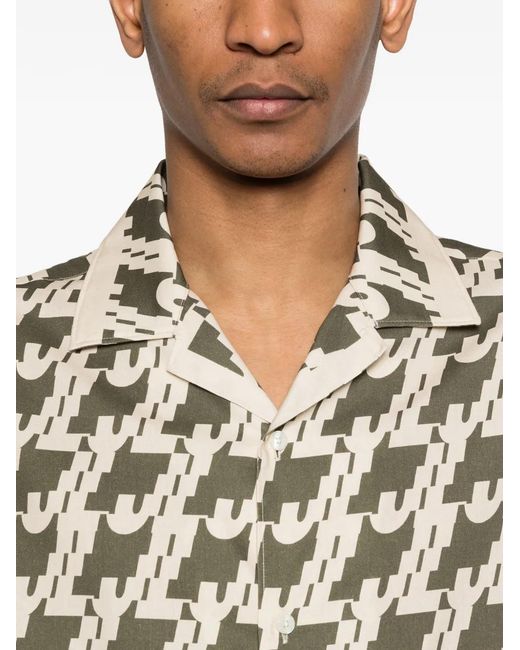 J.Lindeberg White Border Print Resort Shirt for men