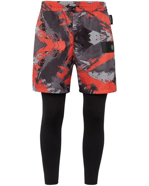 Philipp Plein Camouflage-Print Layered Track Pants for men