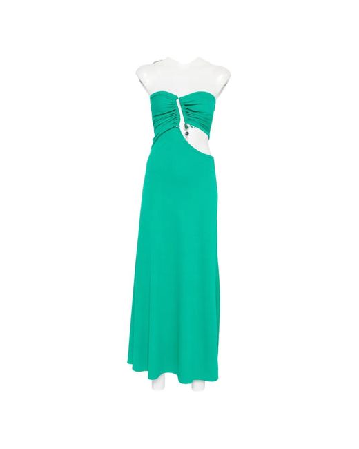 Christopher Esber Green Crystal-Pendant Strapless Maxi Dress