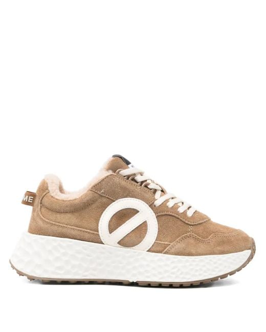 No Name White Wildleder-Sneakers mit rundem Logo