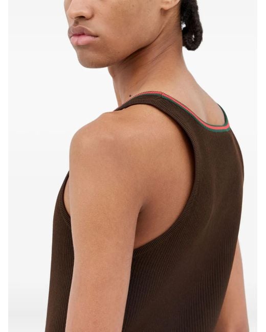 Gucci Gilet Met Geribbelde Afwerking En Diepe Ronde Hals in het Black voor heren