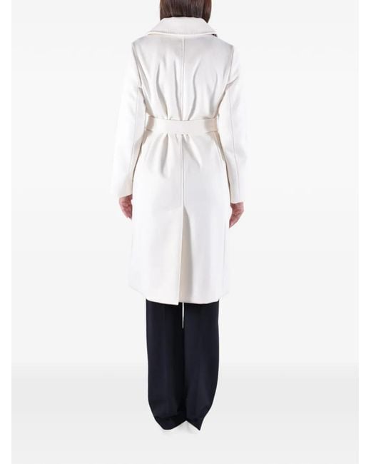 Max Mara White Bcollag Double-Breasted Belted Coat