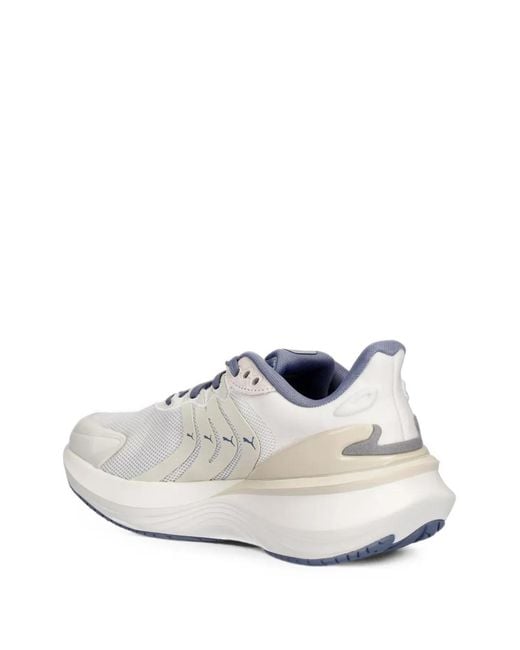 PUMA White Pulse Pro Mesh-Panel Sneakers