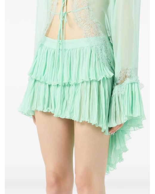 Blumarine Green Asymmetric-Hem Mini Skirt