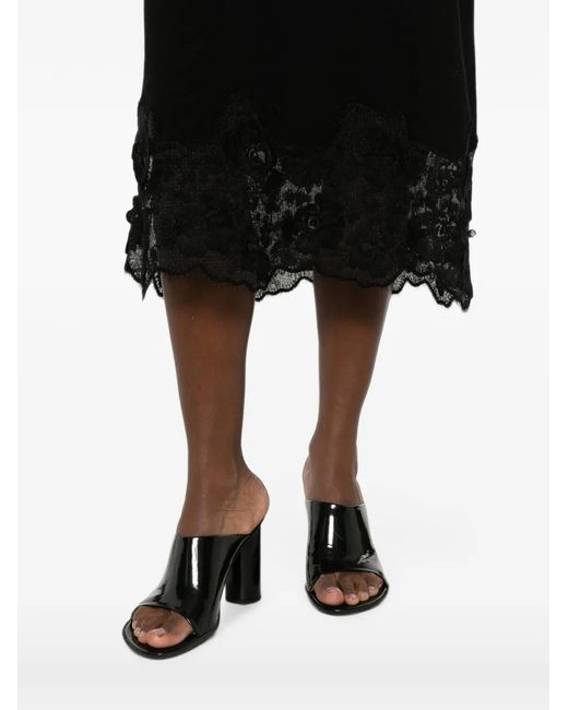 Fabiana Filippi Black Lace-Trim Short-Sleeve Dress