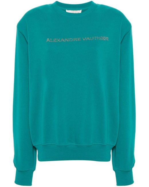 Alexandre Vauthier Blue Rhinestone-embellished Sweatshirt