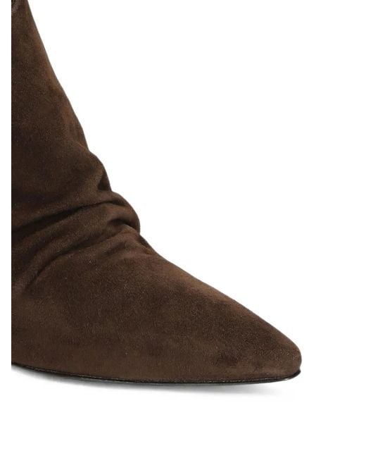 The Seller Brown Ruched Pointed-Toe Ankle Boots