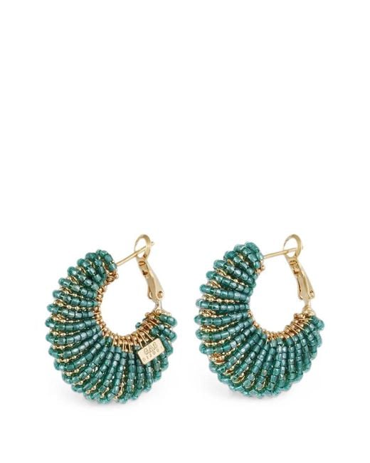 Gas Bijoux Green Izzia Beaded Hoop Earrings