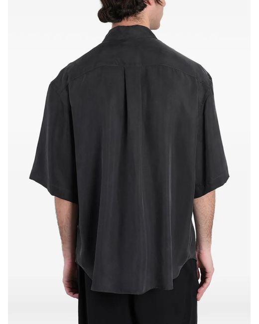 Grifoni Black Short-Sleeve Chest-Pocket Shirt for men
