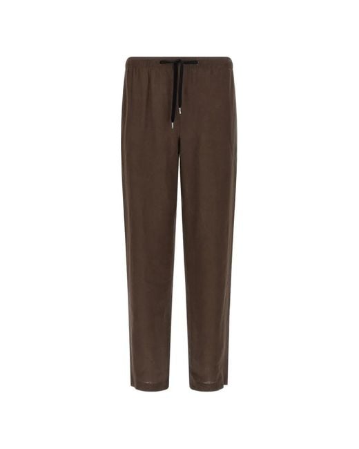 Cellar Door Brown Alfred Linen Drawstring Trousers for men