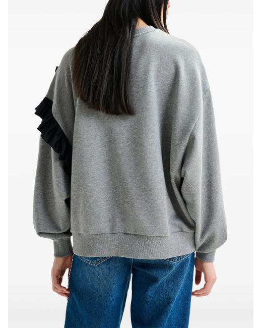 Essentiel Antwerp Gray Iwave Ruffle-Detail Sweatshirt
