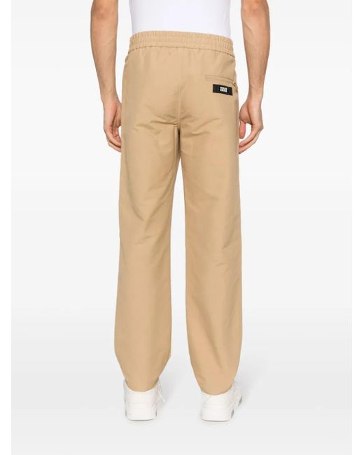 Versace Jeans Couture Natural Logo-Patch Straight-Leg Trousers for men