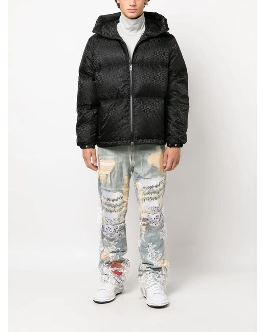 Gcds Black Logo-Monogrammed Hodded Jacket for men