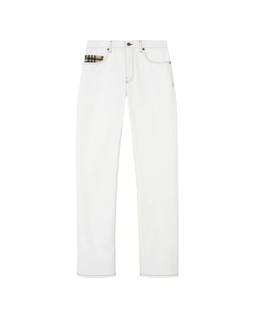 Burberry White Mid-Rise Straight Jeans