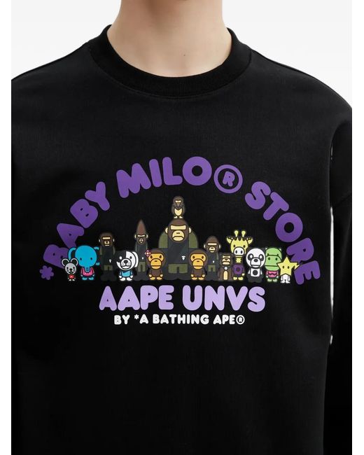 Aape By A Bathing Ape Black X Baby Milo Store Aapeunvs Sweatshirt for men
