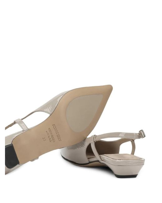 Pomme D ́Or White Greta Patent Leather Slingback Pumps