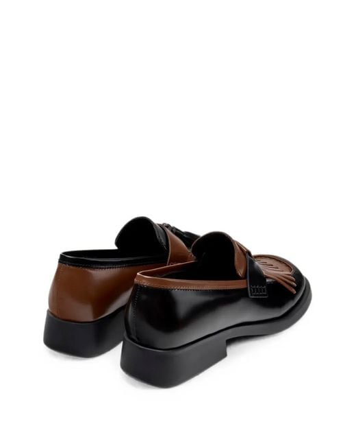 Camper Black Twins Fringed Loafers
