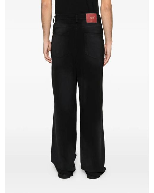 424 Black Stripe-Detail Trousers for men