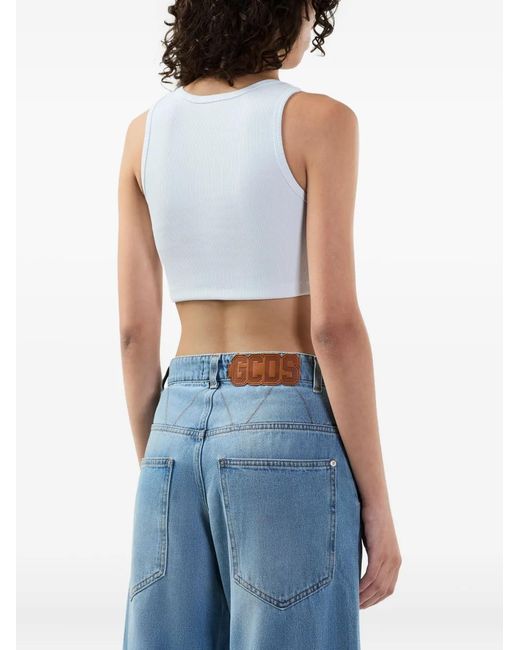 Gcds Geribbelde Tanktop in het White