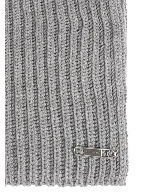Givenchy Gray Logo-Plaque Ribbed-Knit Scarf for men