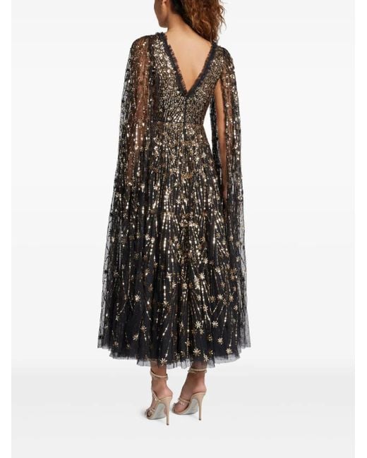 Needle & Thread Black Cape-Kleid Mit Pailletten