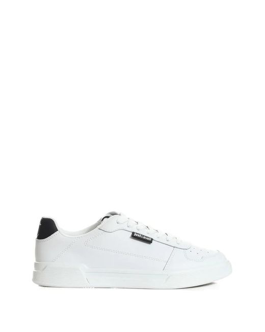 Just Cavalli White Round-Toe Perforated Sneakers for men