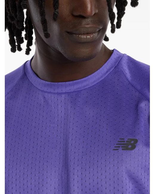 New Balance Purple Logo-Print T-Shirt for men