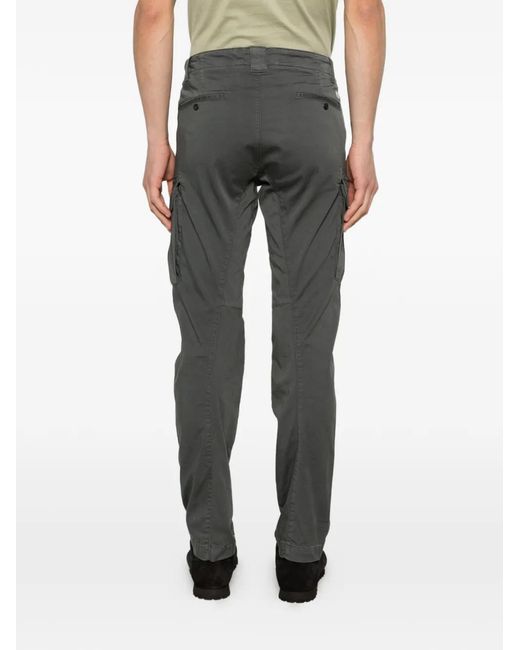 C P Company Gray Logo-Detail Cargo Trousers for men