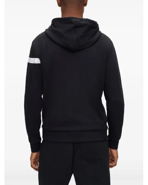Boss Blue Logo Stripe-Print Hoodie for men